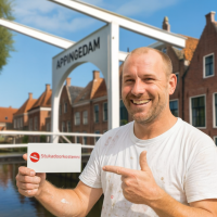 stukadoor aan het stucen in Appingedam
