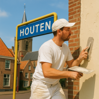 stukadoor aan het stucen in Houten