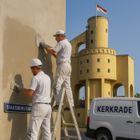stukadoor aan het stucen in Kerkrade