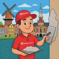 stukadoor aan het stucen in Leiden