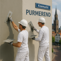 stukadoor aan het stucen in Purmerend