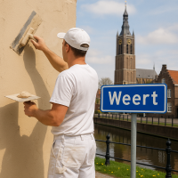 stukadoor aan het stucen in Weert